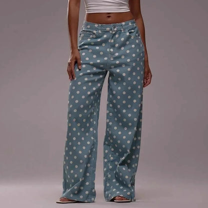 Lavisa - Polka Dot High Waisted Wide Leg Trousers