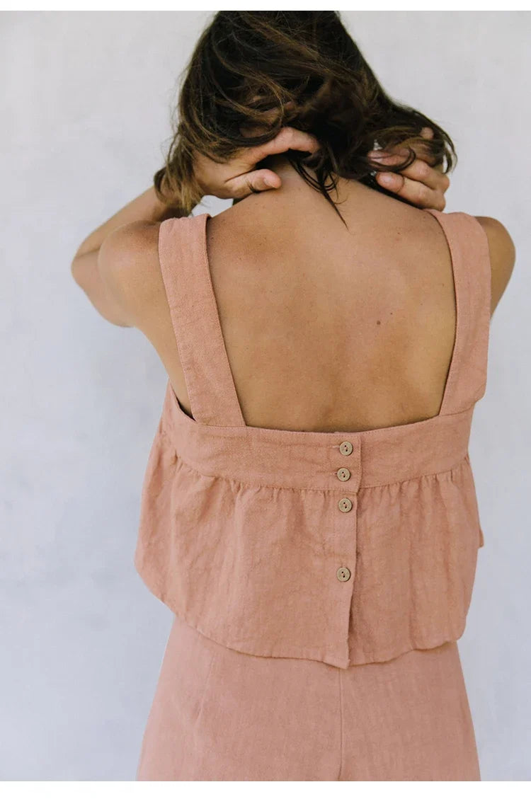 Lavisa - Pleated Linen Culotte Pants