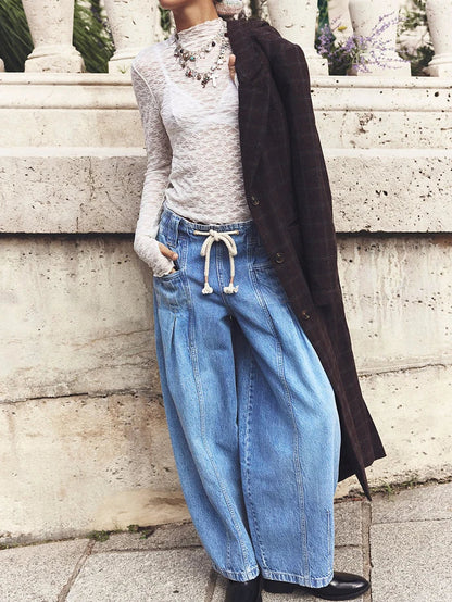 Lavisa - Marlowe Drawstring Wide Leg Denim Pants