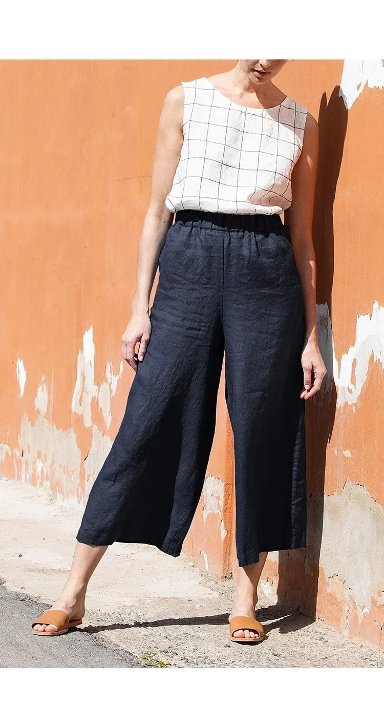 Lavisa - Cropped Wide Leg Linen Pants