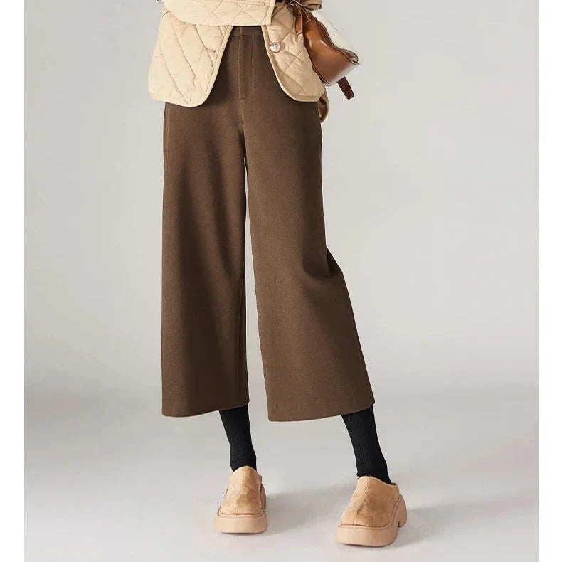 Lavisa - High-Waisted Woolen Wide-Leg Pants