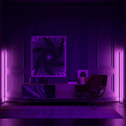 Lavisa minimalist RGB LED corner floor lamp casting colorful light in a room (View 7)