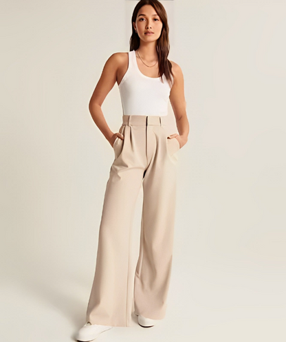 Lavisa - Women's Flowy Wide Leg Dress Pants - High Waist Tailored Trousers