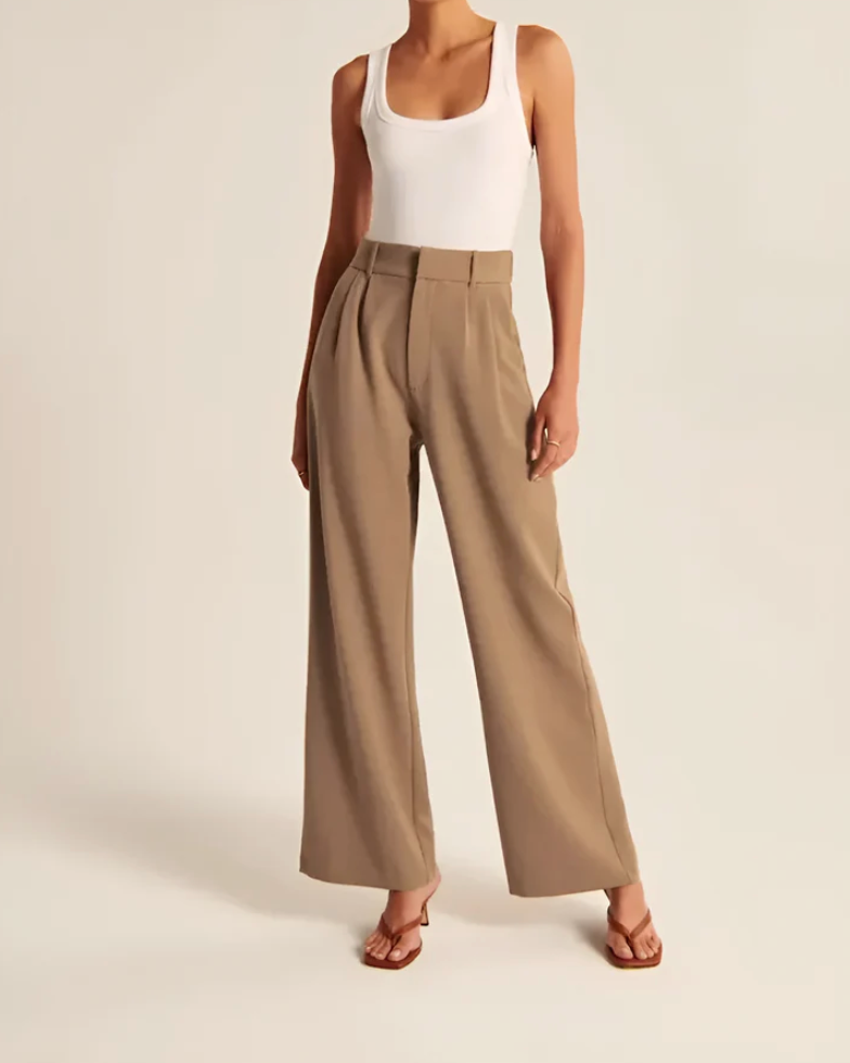 Lavisa - Women's Flowy Wide Leg Dress Pants - High Waist Tailored Trousers