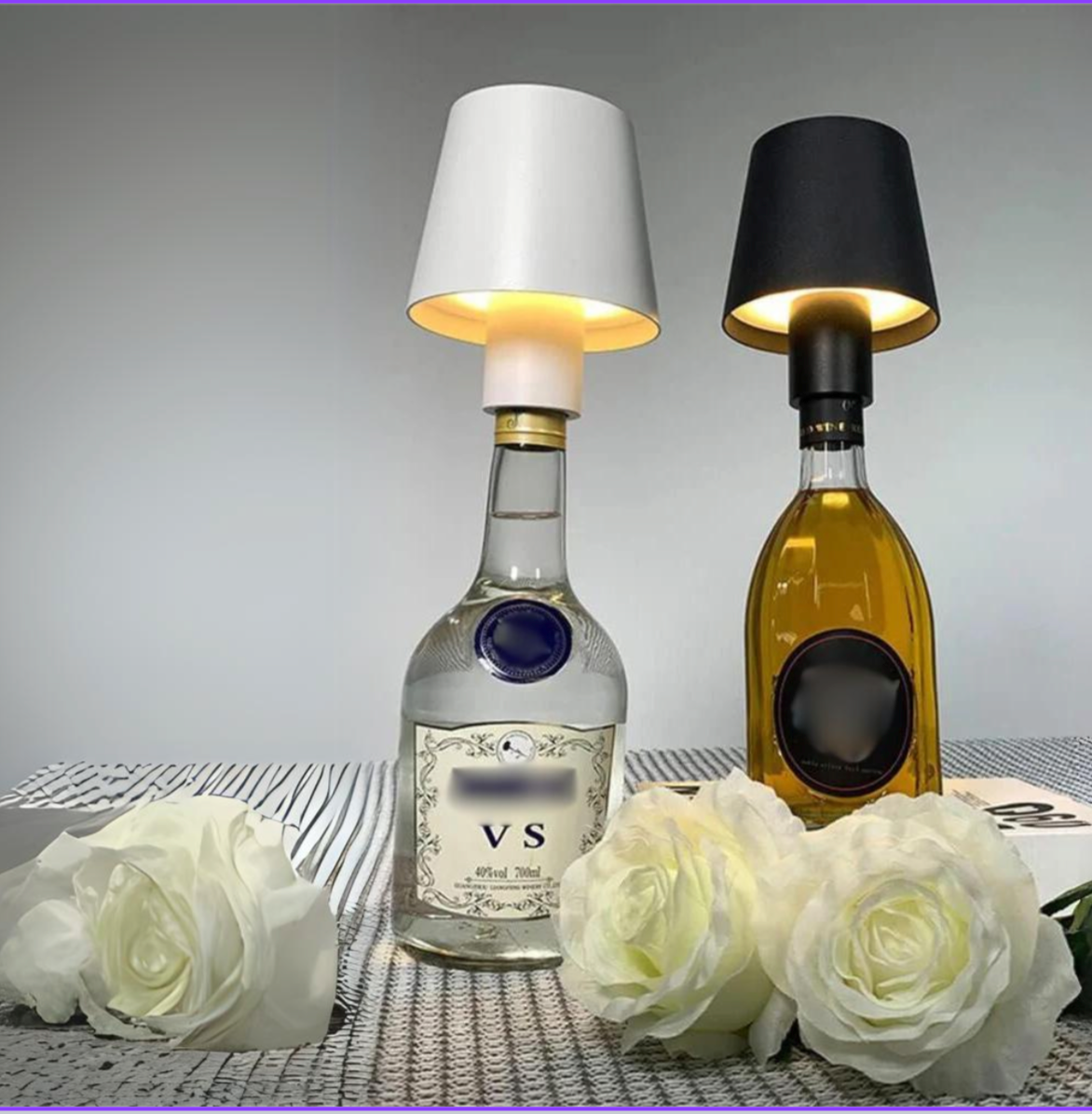 Lavisa rechargeable cordless LED bottle lamp mounted on a wine bottle (View 4)