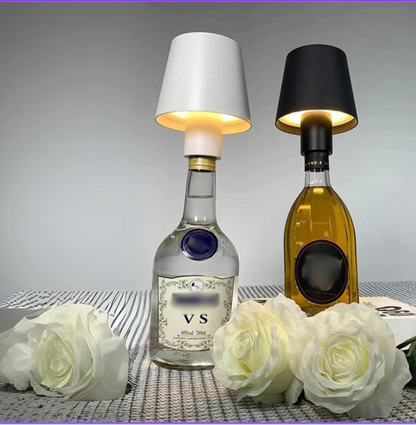 Lavisa rechargeable cordless LED bottle lamp mounted on a wine bottle (View 4)