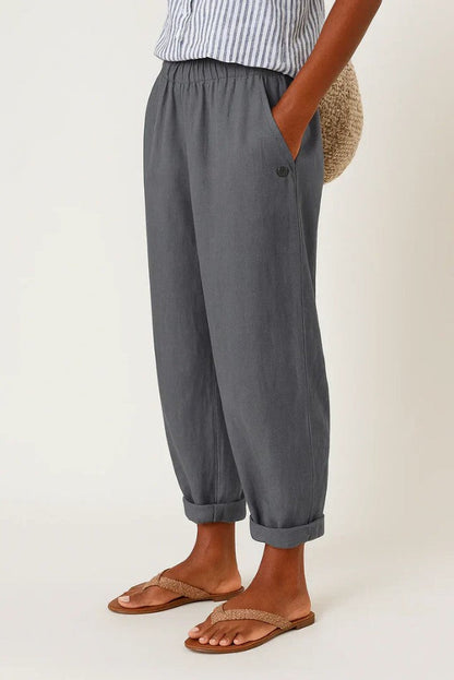 Lavisa - Womens Relaxed Straight Leg Pants with Elastic Waistband