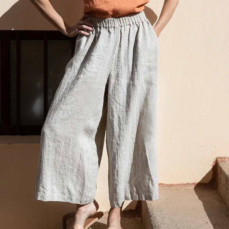 Lavisa - Cropped Wide Leg Linen Pants