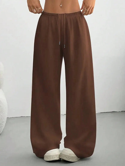 Lavisa - Womens Loose Fit Wide Leg Drawstring Jogger Pants