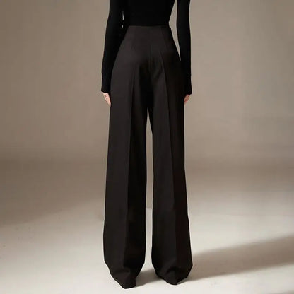 Lavisa - High Waisted Cotton Draped Wide Leg Pants