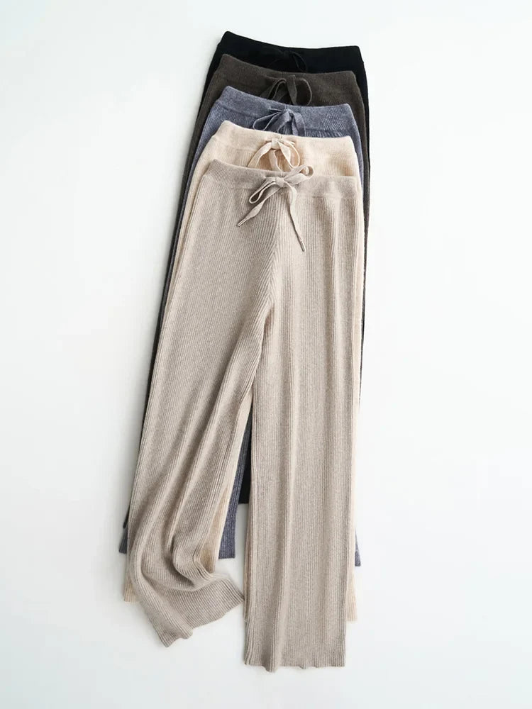 Lavisa - High Waisted Knitted Wide Leg Pants