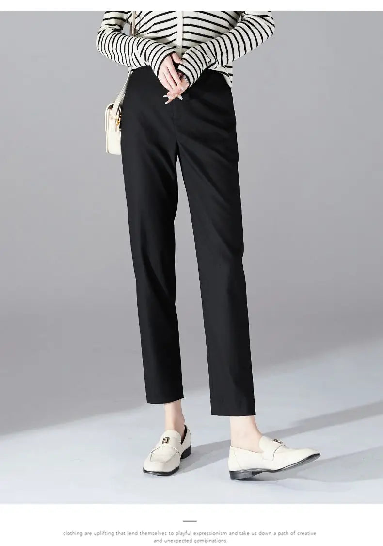 Lavisa - Slim Fit High-Waist Ankle Trousers