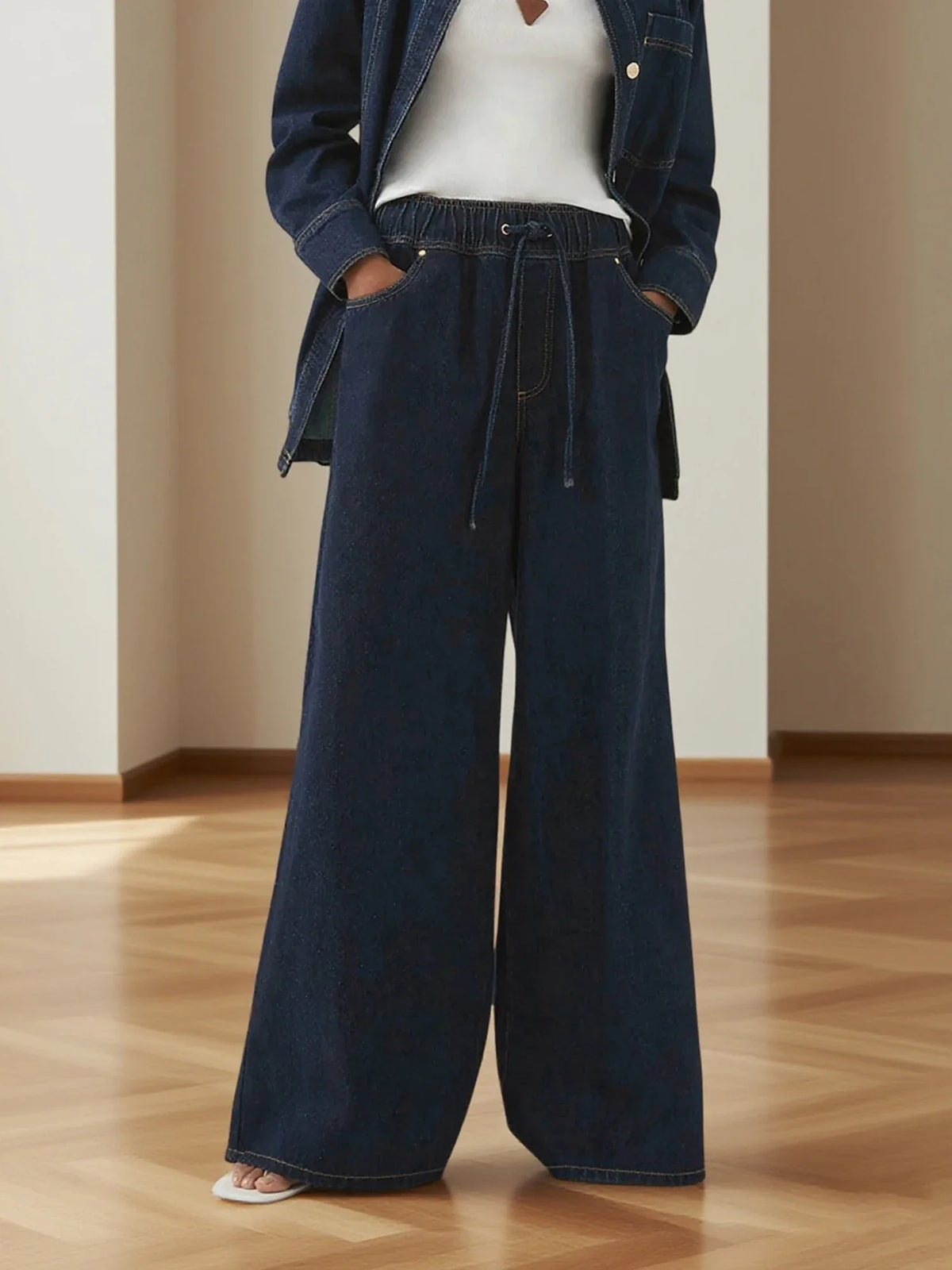 Lavisa - Monaco Drawstring Wide Leg Denim Jeans