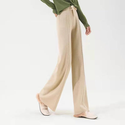 Lavisa - Drawstring High Waist Merino Wool Relaxed Trousers