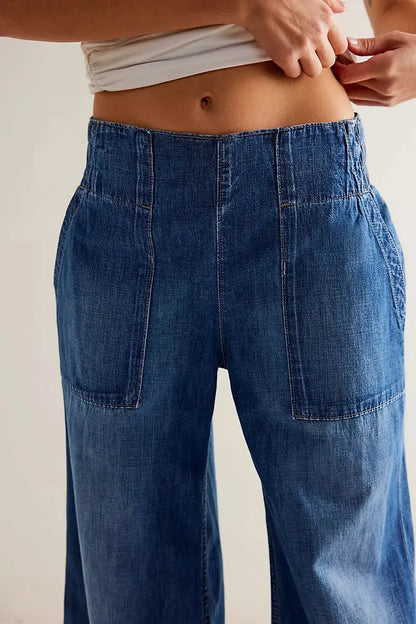 Lavisa - Relaxed High Waisted Loose Fit Wide Leg Jeans