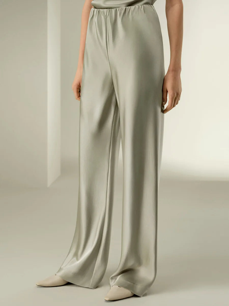Lavisa - Silk Feel Wide Leg Satin Lounge Trousers
