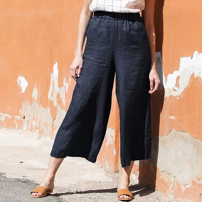Lavisa - Cropped Wide Leg Linen Pants