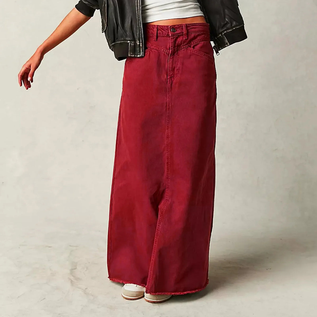 Lavisa - Vintage A-Line Denim Maxi Skirt