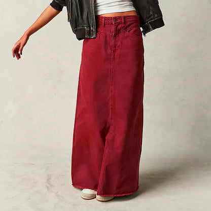Lavisa - Vintage A-Line Denim Maxi Skirt