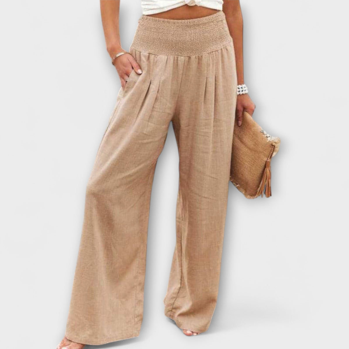 Lavisa - Casual Wide Leg Mid Rise Pants