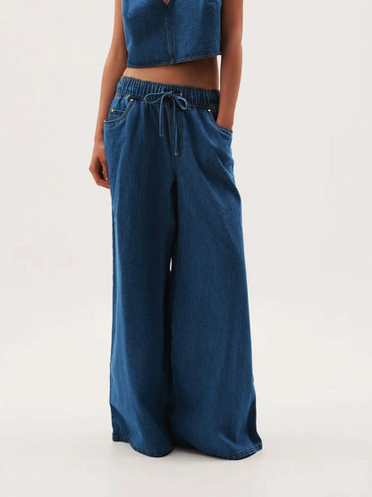 Lavisa - Monaco Drawstring Wide Leg Denim Jeans