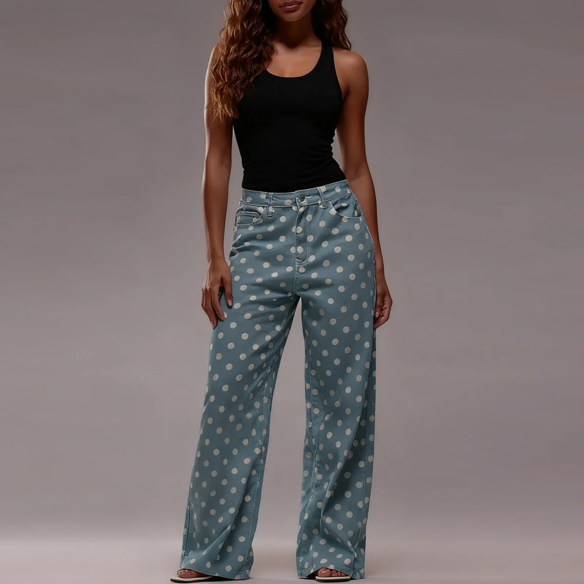 Lavisa - Polka Dot High Waisted Wide Leg Trousers