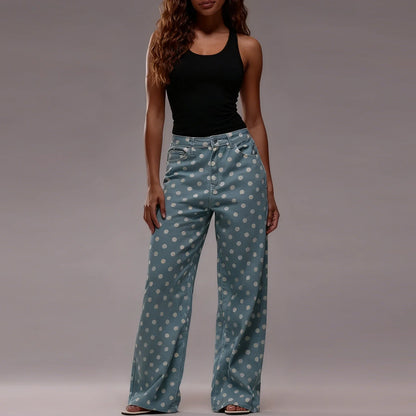 Lavisa - Polka Dot High Waisted Wide Leg Trousers