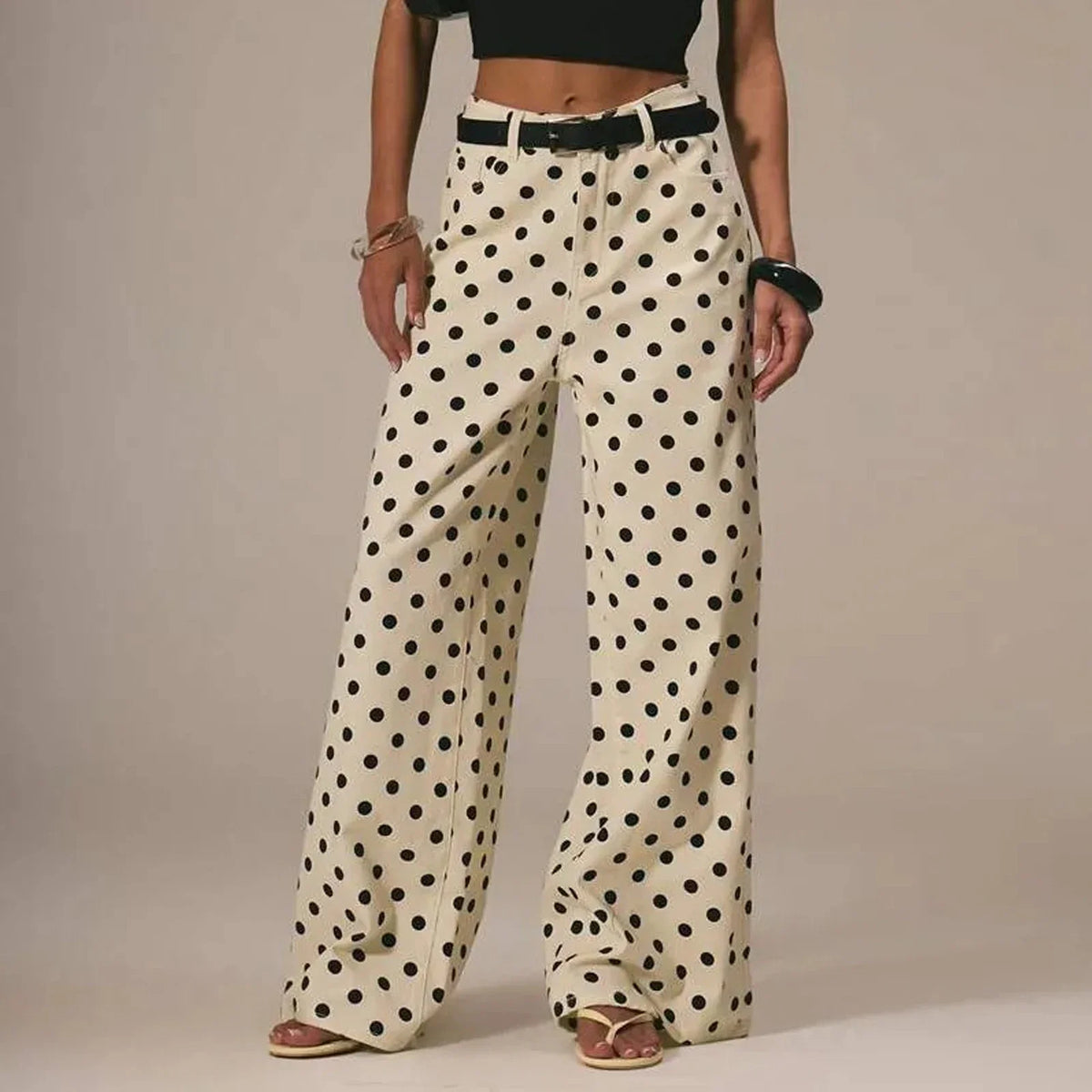 Lavisa - Polka Dot High Waisted Wide Leg Trousers