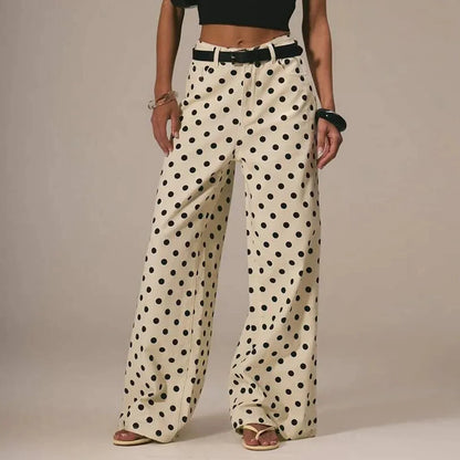 Lavisa - Polka Dot High Waisted Wide Leg Trousers