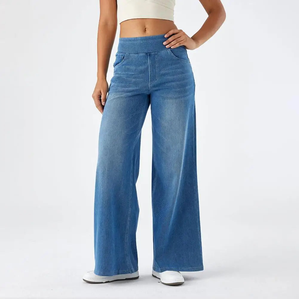 Lavisa - Pull On High Waisted Wide Leg Jeans