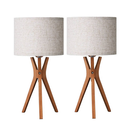 Lavisa - Mid-Century Solid Wood Tripod Table Lamps Set of Two