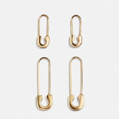 Lavisa - Utilitarian Chic Safety Pin Threader Earrings - Texture & Setting View