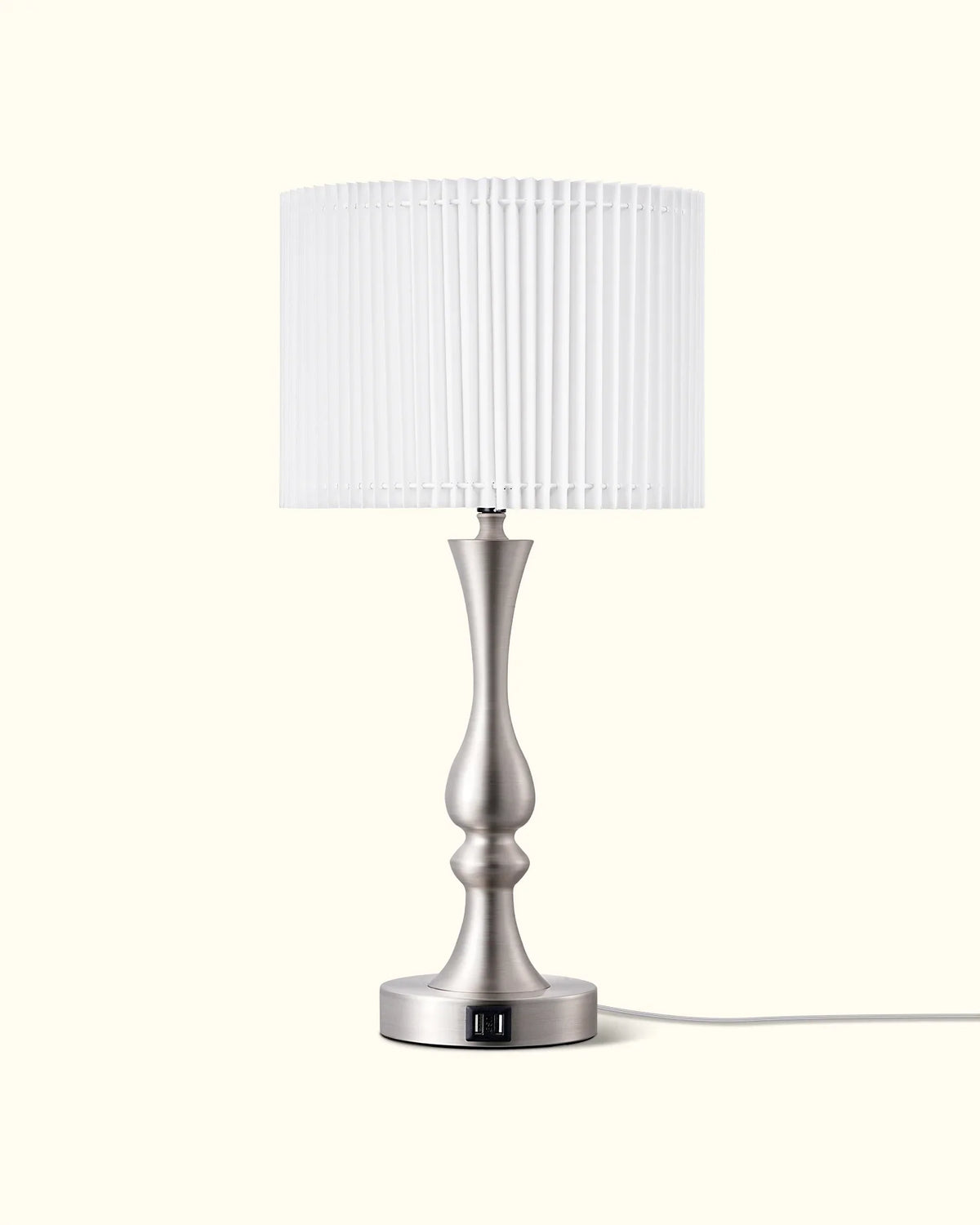Lavisa - Modern Silver Touch-Control Table Lamp with Dual USB Ports