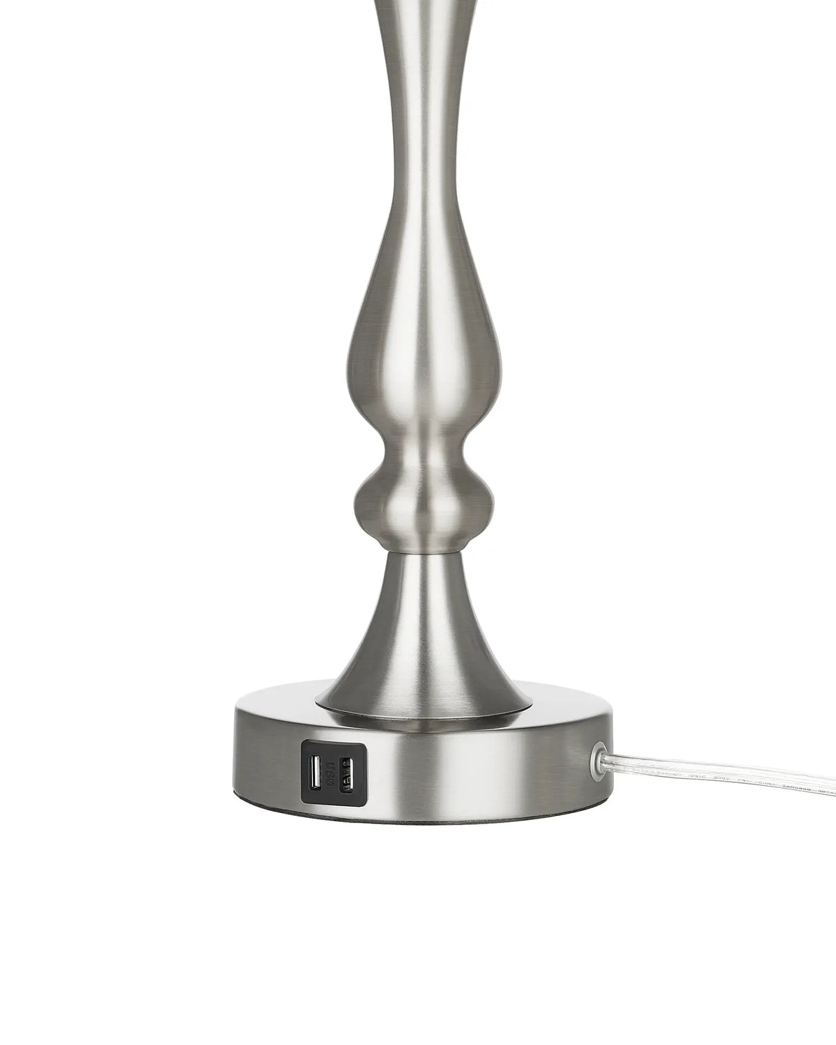Lavisa - Modern Silver Touch-Control Table Lamp with Dual USB Ports