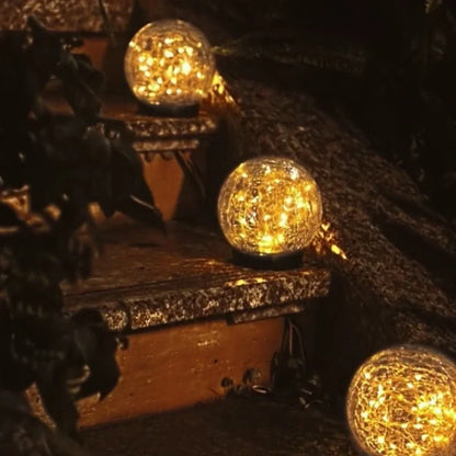 Lavisa - Solar Garden Lights Outdoor Waterproof Crackle Glass Globe