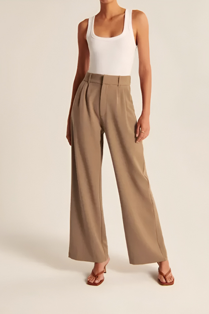 Lavisa - Women's High Rise Wide Leg Pants - Flowy Tailored Dress Trousers