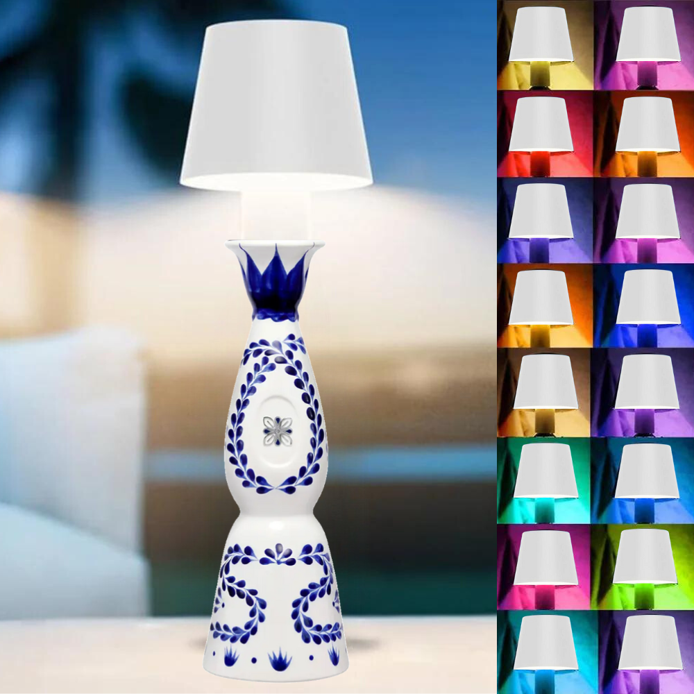 Lavisa rechargeable cordless LED bottle lamp mounted on a wine bottle (View 3)