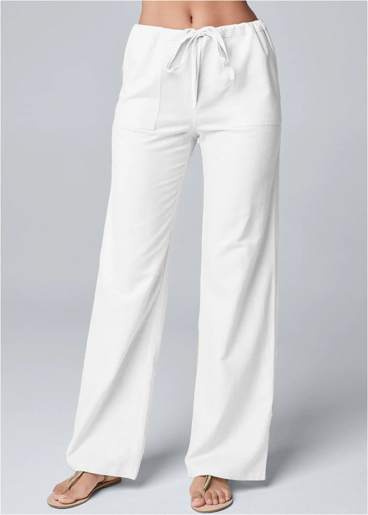 Lavisa - Women's Relaxed Ankle Pants - Drawstring Waist Tapered Casual Trousers