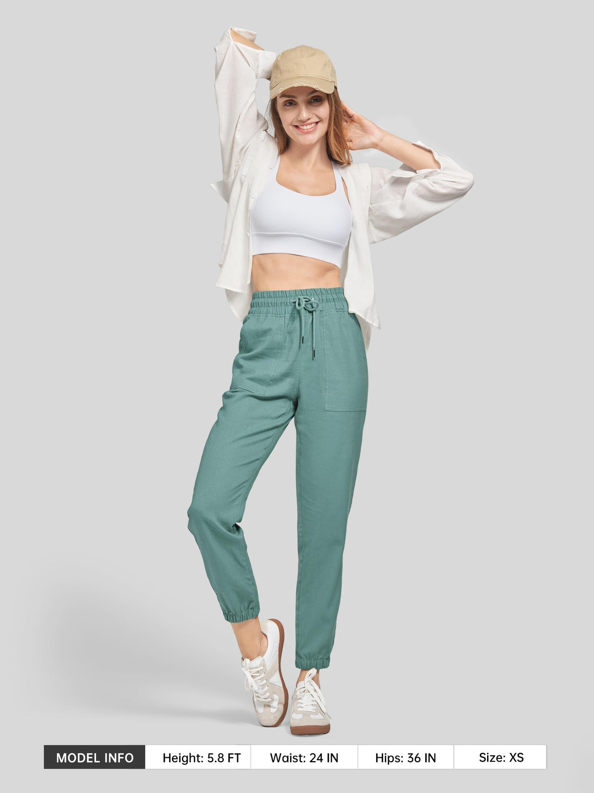 Lavisa - Women's Lightweight Lyocell Linen Joggers - Drawstring