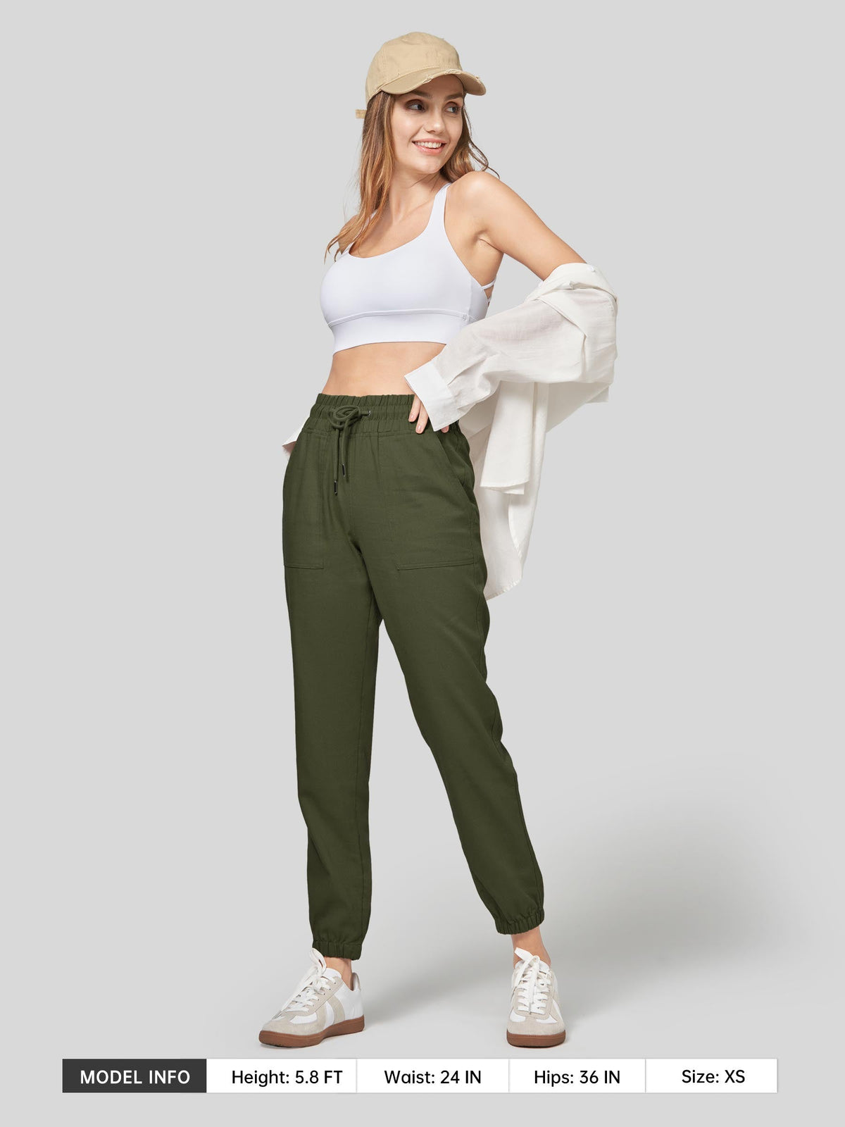 Lavisa - Women's Lightweight Lyocell Linen Joggers - Drawstring
