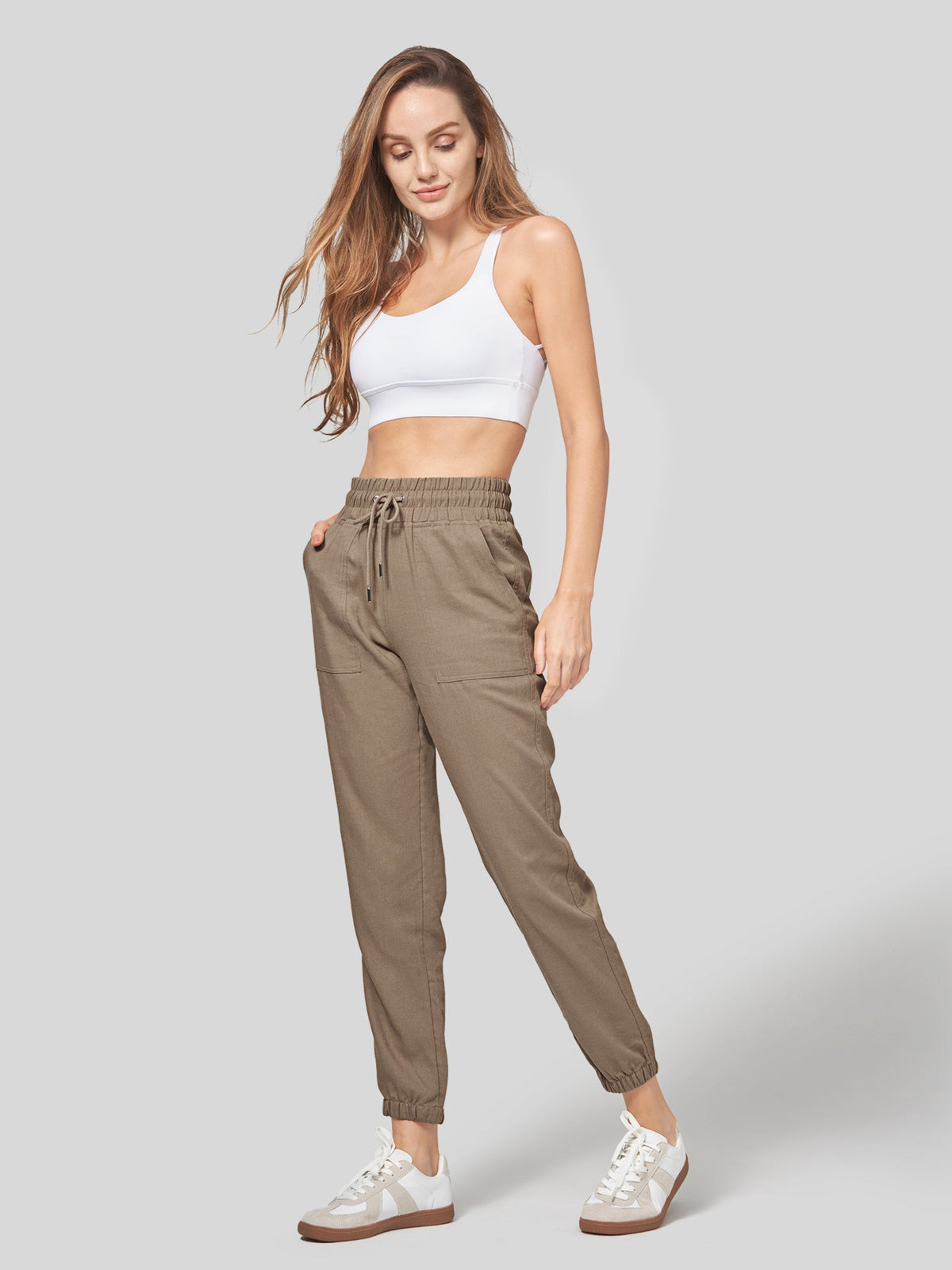 Lavisa - Women's Lightweight Lyocell Linen Joggers - Drawstring
