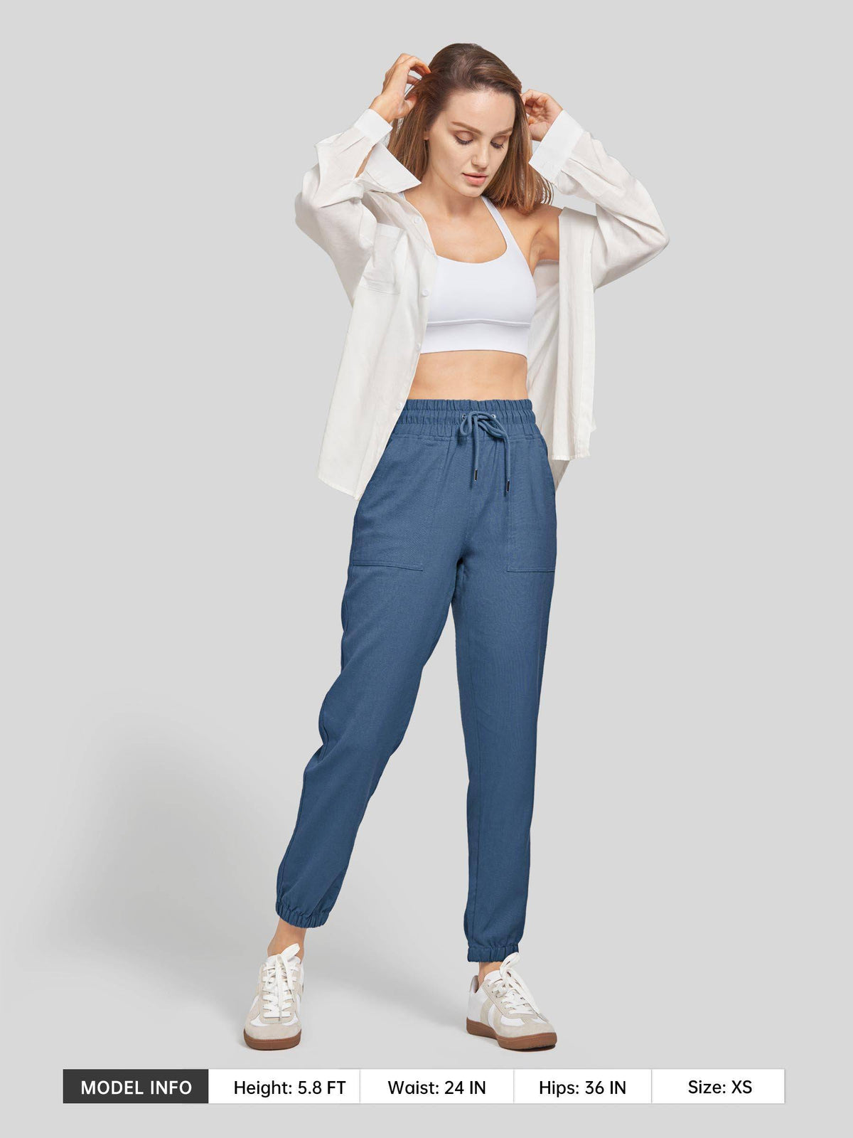 Lavisa - Women's Lightweight Lyocell Linen Joggers - Drawstring