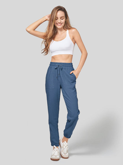 Lavisa - Women's Lightweight Lyocell Linen Joggers - Drawstring