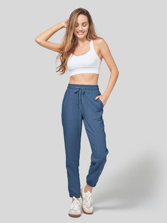 Lavisa - Women's Lightweight Lyocell Linen Joggers - Drawstring