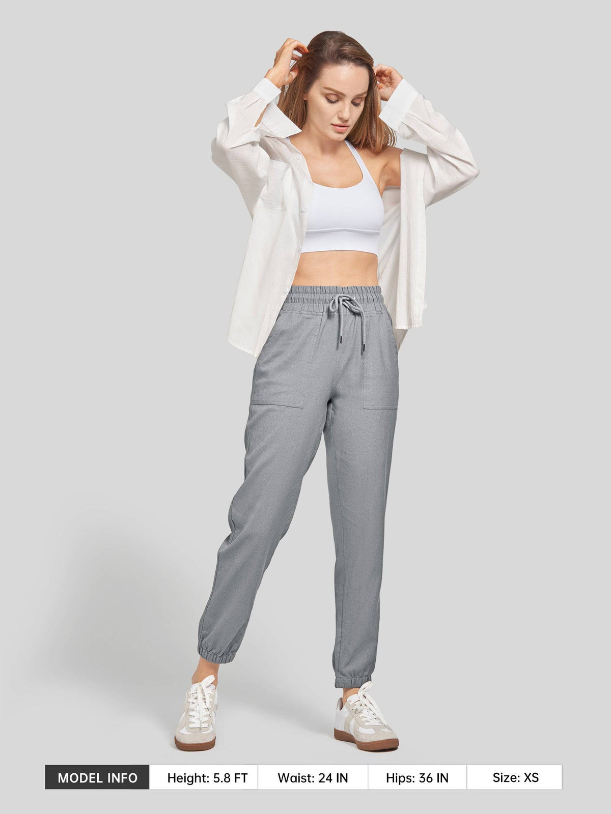 Lavisa - Women's Lightweight Lyocell Linen Joggers - Drawstring