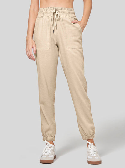 Lavisa - Women's Lightweight Lyocell Linen Joggers - Drawstring