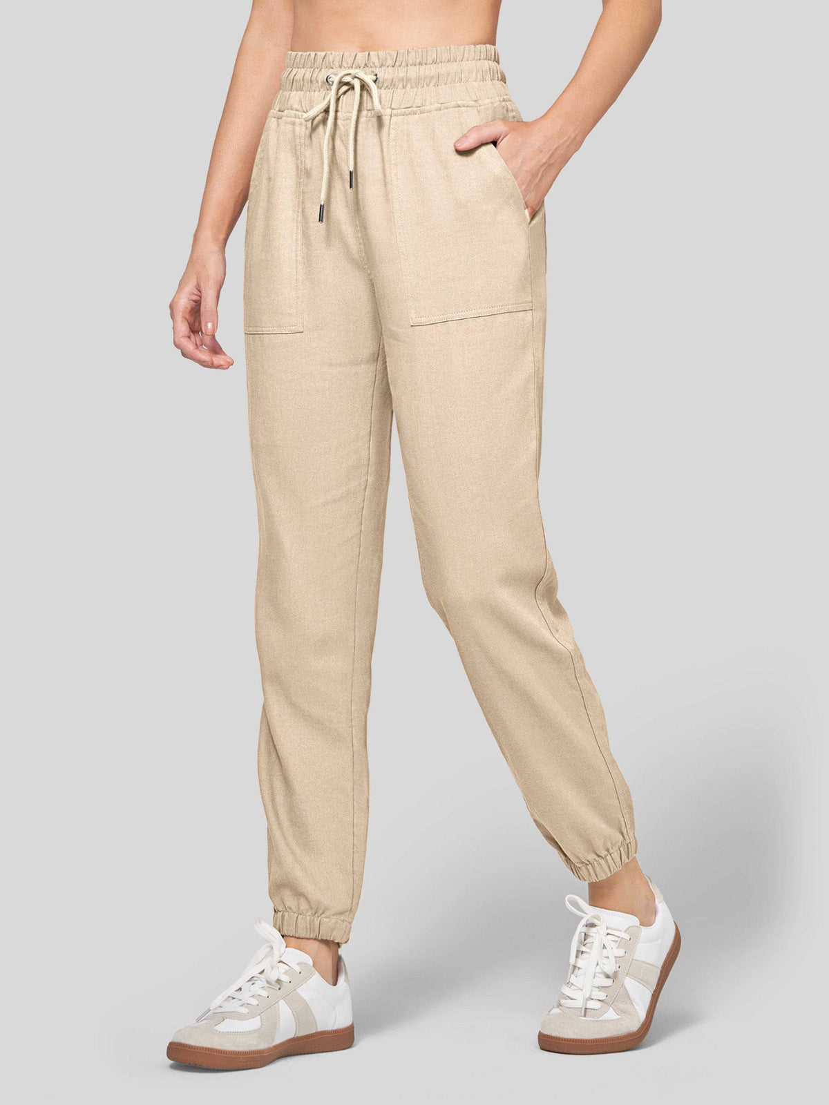 Lavisa - Women's Lightweight Lyocell Linen Joggers - Drawstring