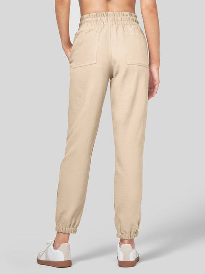 Lavisa - Women's Lightweight Lyocell Linen Joggers - Drawstring