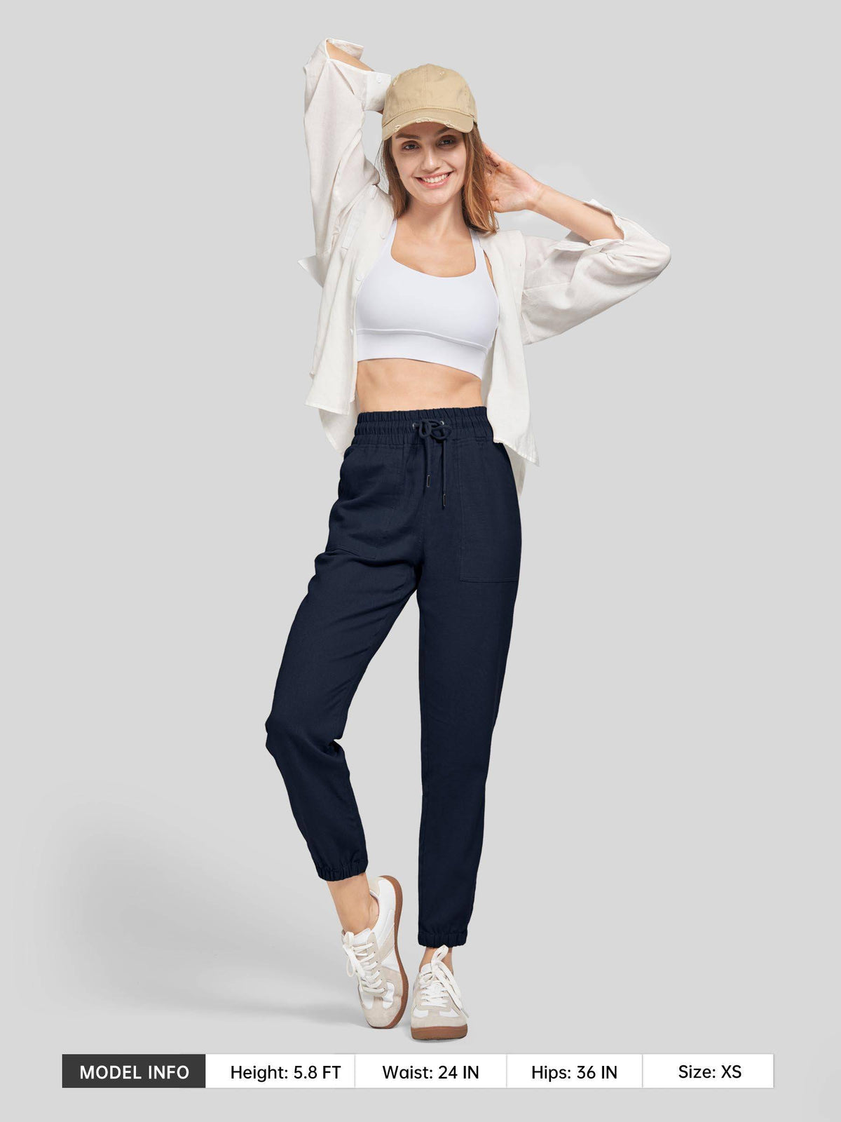 Lavisa - Women's Lightweight Lyocell Linen Joggers - Drawstring