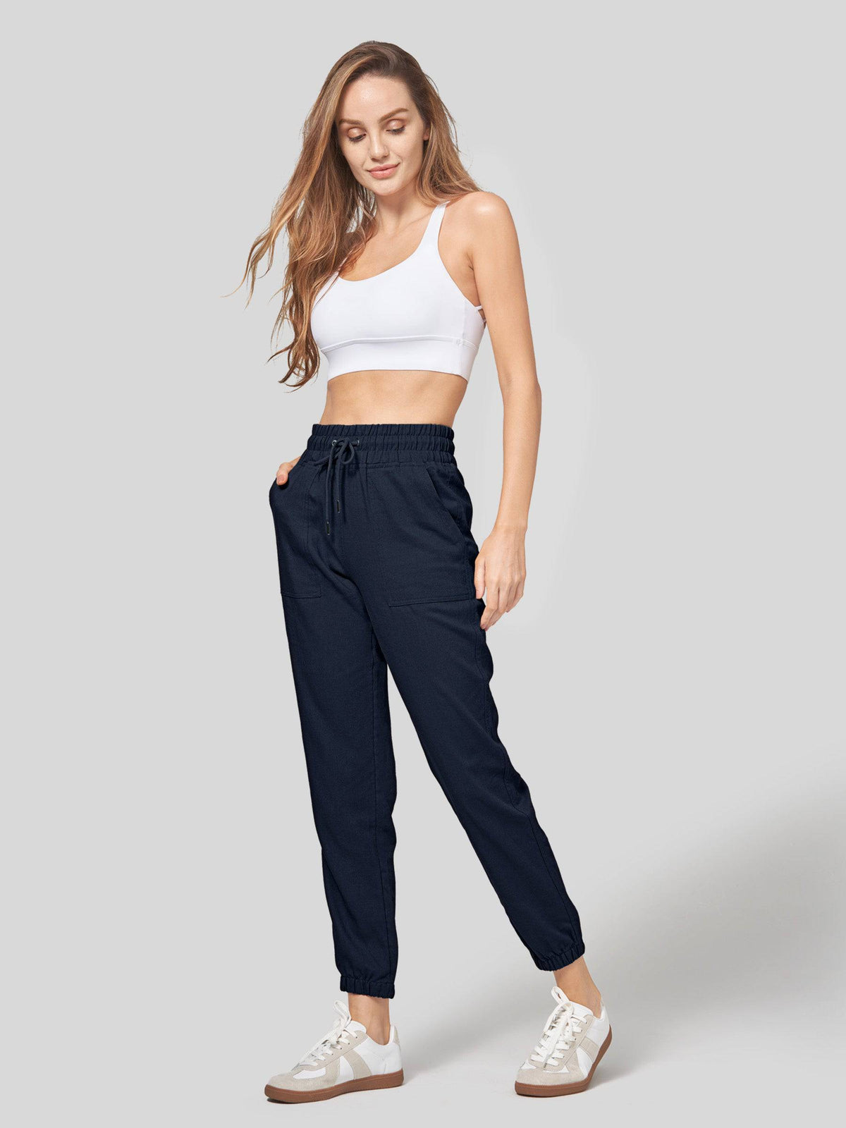 Lavisa - Women's Lightweight Lyocell Linen Joggers - Drawstring